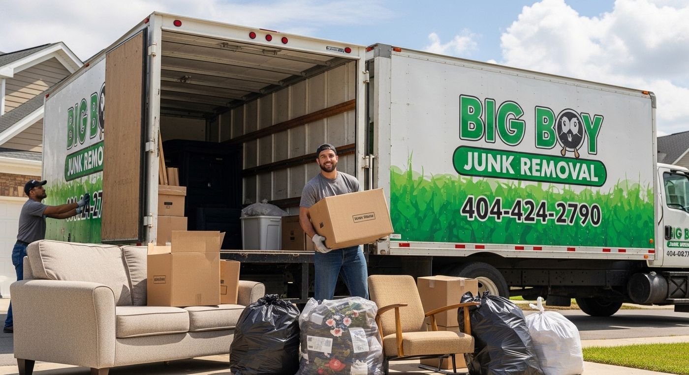 Big Boy Junk Removal truck and crew at a residential pickup in metro Atlanta