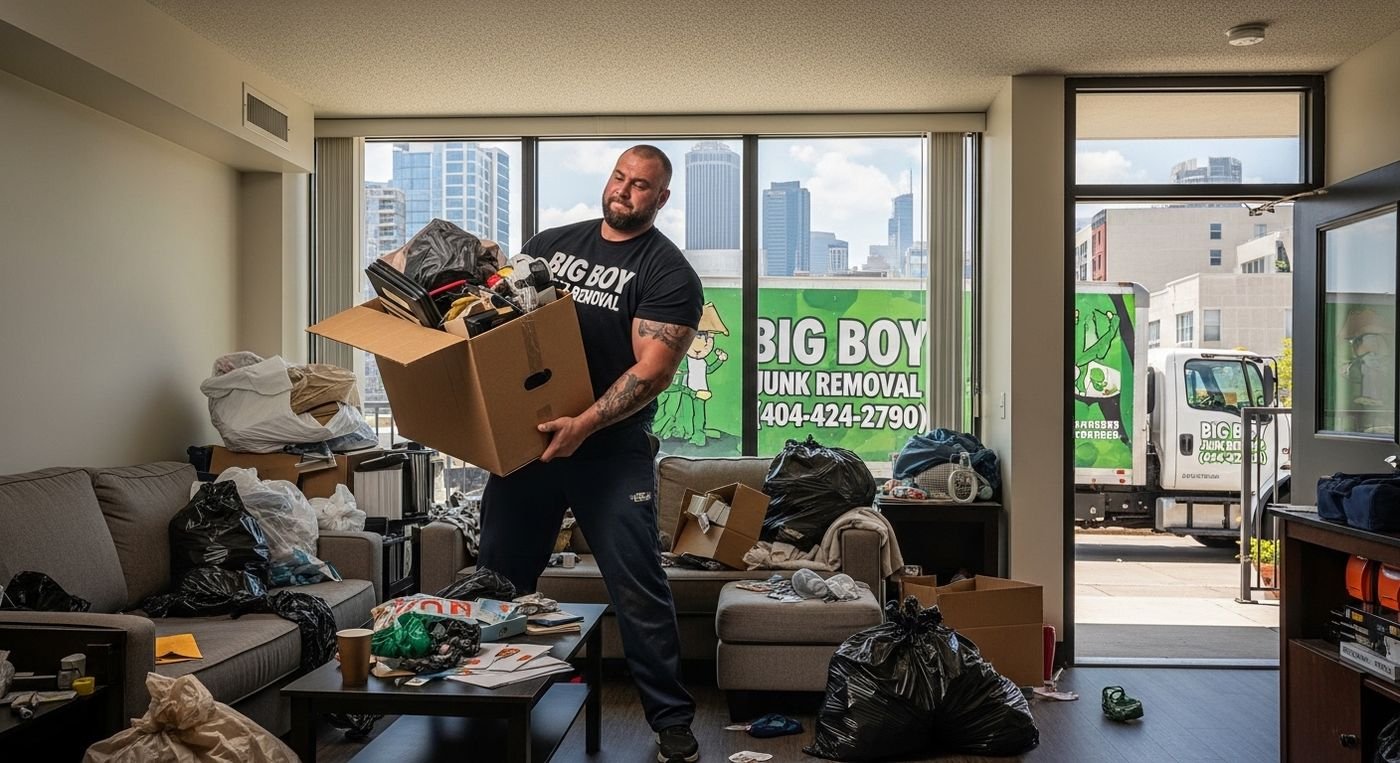 Overflowing storage room during a commercial cleanout